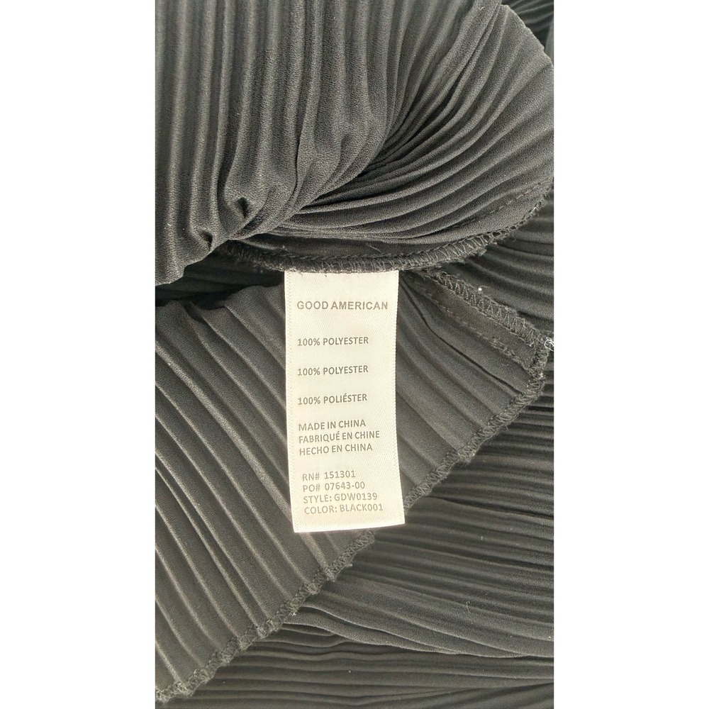 Good American Black Pleated Slip Midi Dress Spaghetti Strap Size 2 Chic Cocktail - Picture 6 of 7